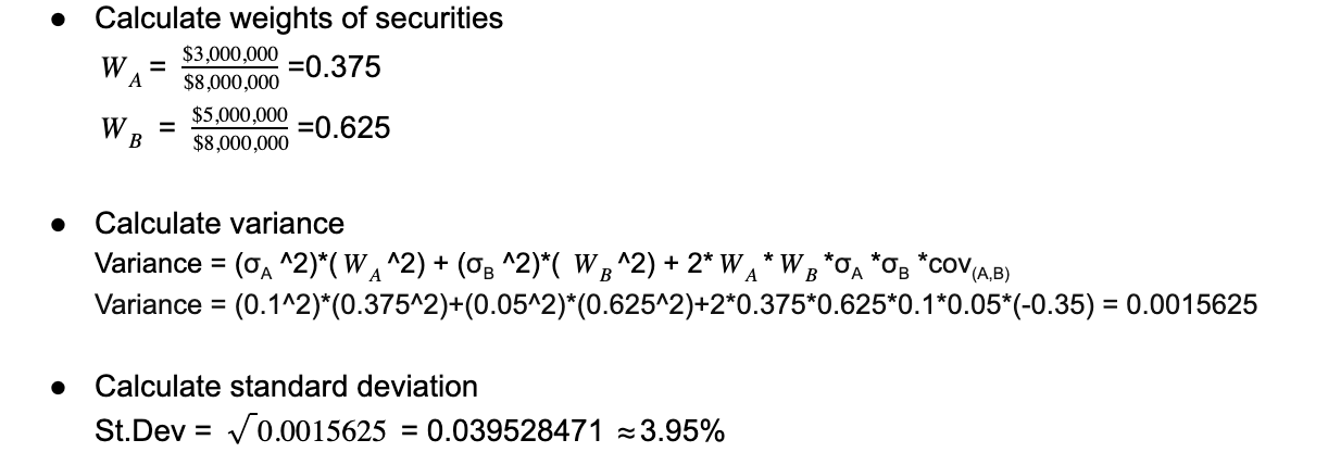 STANDARD DEVIATION OF A PORTFOLIO