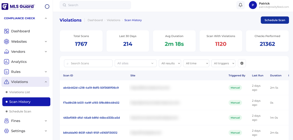 MLS Guard dashboard